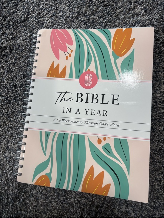 Other - The Bible in a Year Spiral Notebook - Floral Cover (Peach, Green, Orange, Pink)